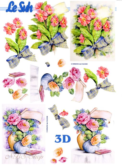 3D Bogen Blumen mit Schriftrolle